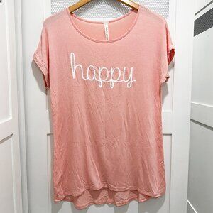NWOT Pastel Pink Shirt Ringer Happy Pink Soft Easter Baby Girl Boho